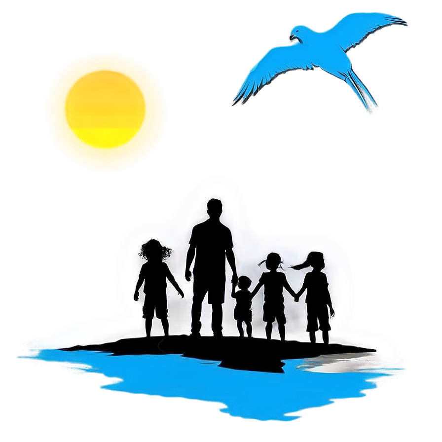 Family Silhouette Sunset Png Wva46 PNG Image