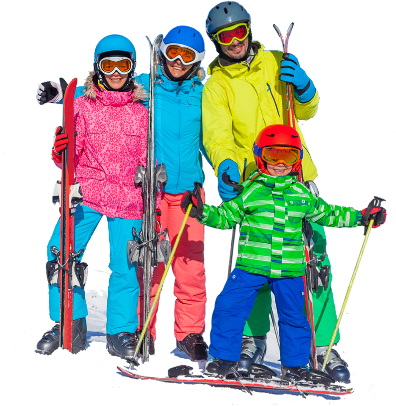 Family Ski Trip Portrait PNG Image