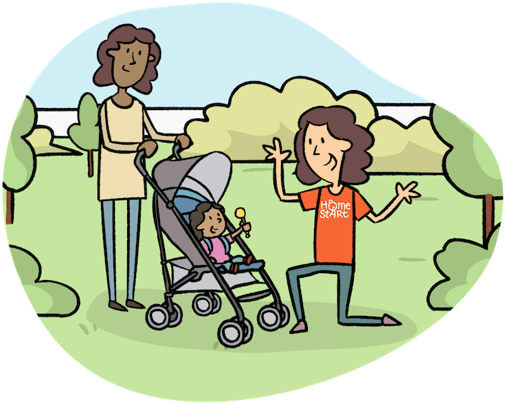 Family Strollin Park Illustration PNG Image