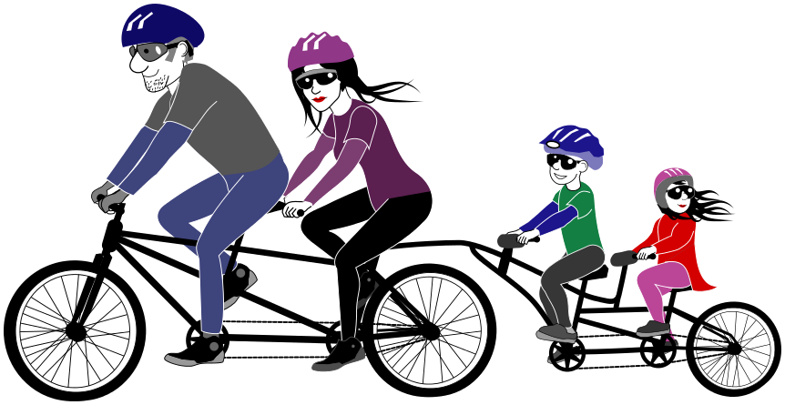 Family Tandem Bike Ride PNG Image