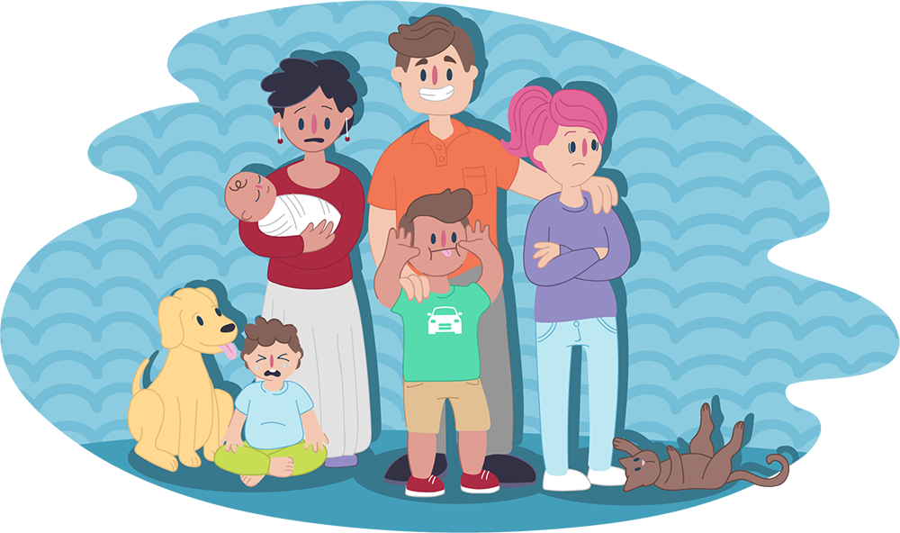 Familyand Pets Illustration PNG Image