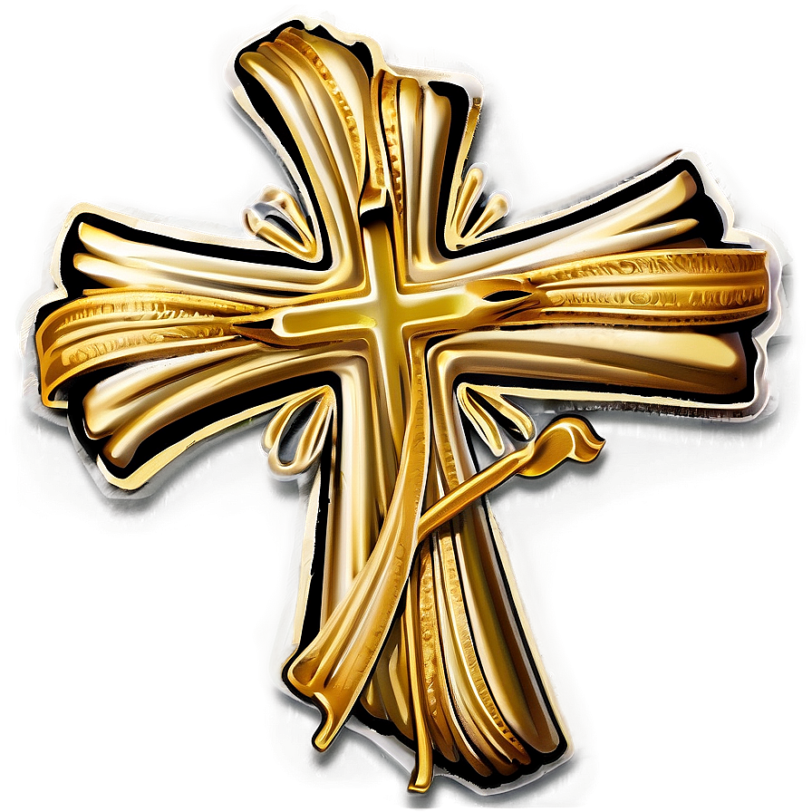 Fancy Cross With Ribbon Png 06292024 PNG Image