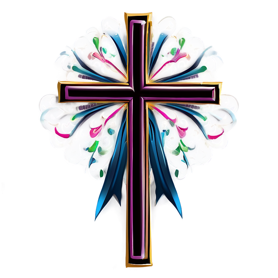 Fancy Cross With Ribbon Png Yhl PNG Image