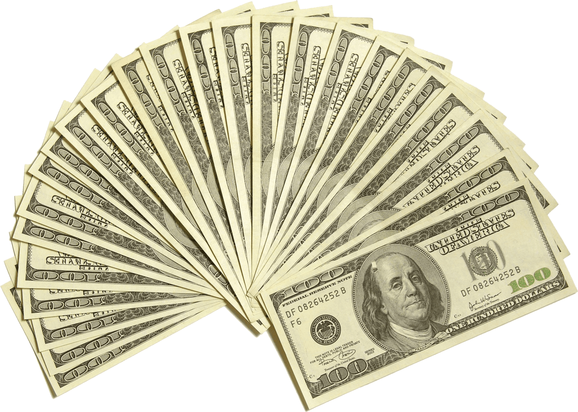 Fanof100 Dollar Bills PNG Image