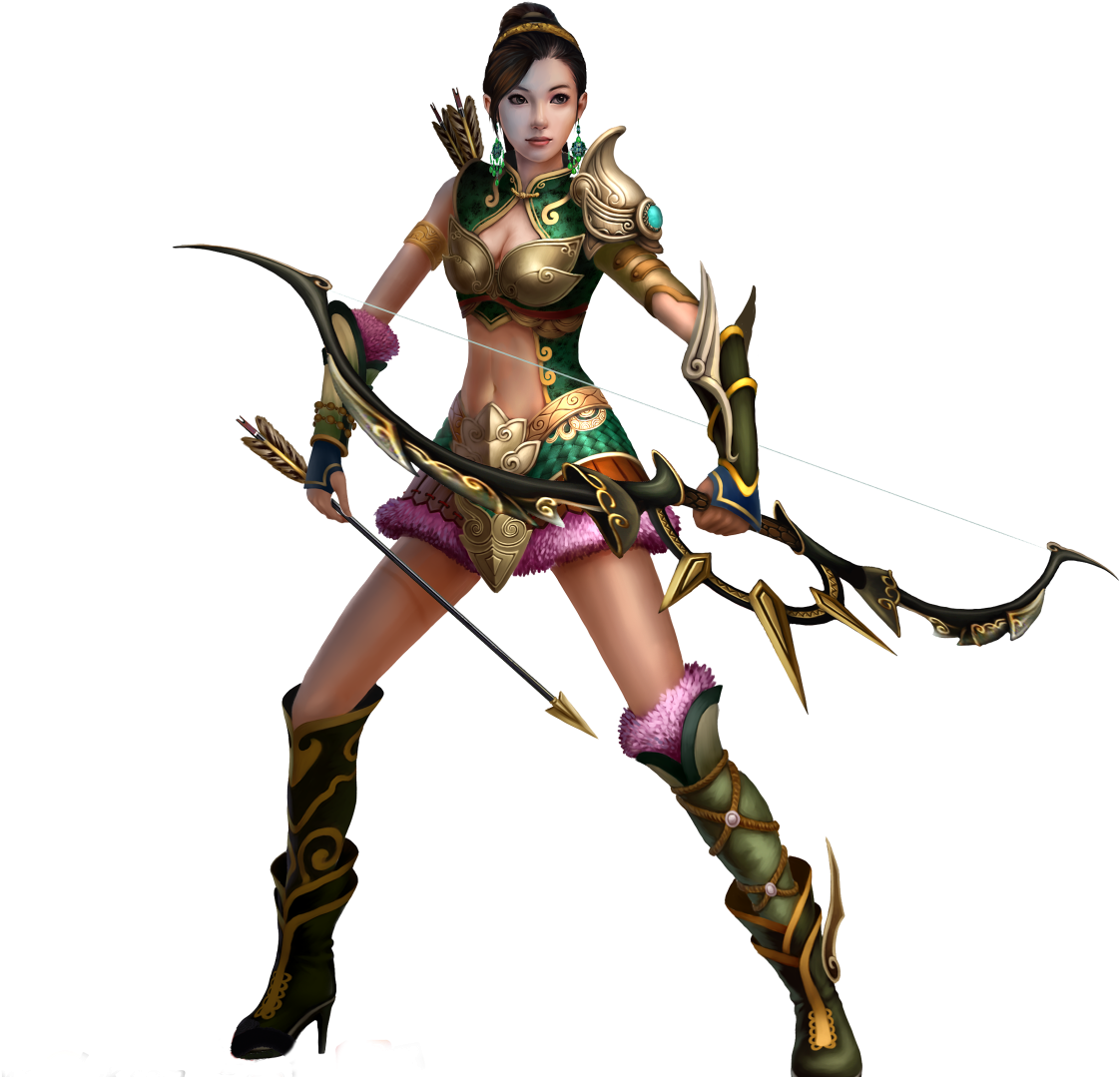 Fantasy Archer Character Pose PNG Image