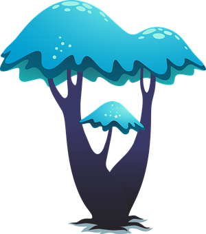 Fantasy Blue Mushroom Trees PNG Image