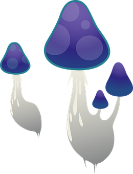 Fantasy Blue Mushrooms Illustration PNG Image