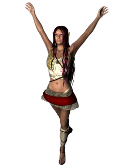 Fantasy Character Celebration Pose PNG Image