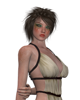 Fantasy Character Portrait_ Freckled Woman PNG Image