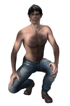 Fantasy Creaturein Jeans PNG Image