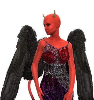 Fantasy Demon Womanwith Wings PNG Image