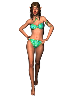 Fantasy_ Elf_ Model_in_ Swimwear PNG Image