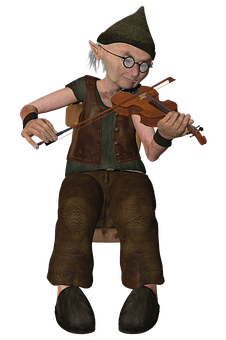 Fantasy Elf Playing Violin PNG Image