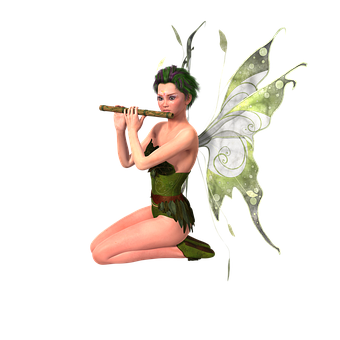 Fantasy_ Fairy_ Playing_ Flute PNG Image