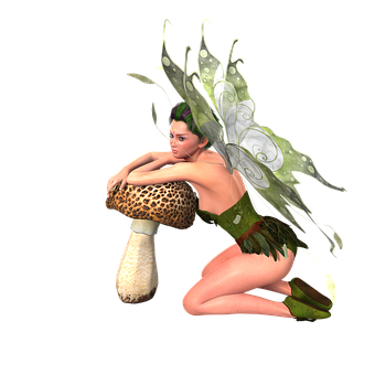 Fantasy Fairy Restingon Mushroom PNG Image