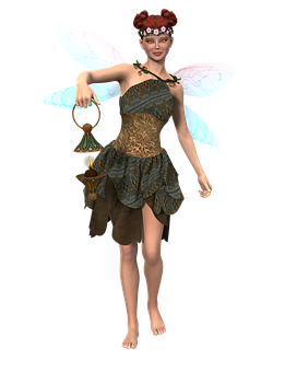 Fantasy Fairywith Lantern PNG Image