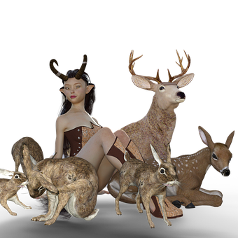 Fantasy Fauna Elf Gathering PNG Image