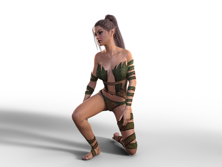 Fantasy Forest Warrior Woman PNG Image