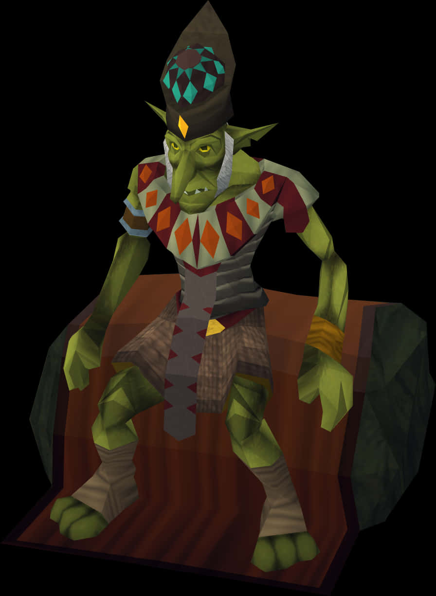 Fantasy Goblin Character3 D Model PNG Image