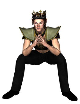 Fantasy King Character Pose PNG Image