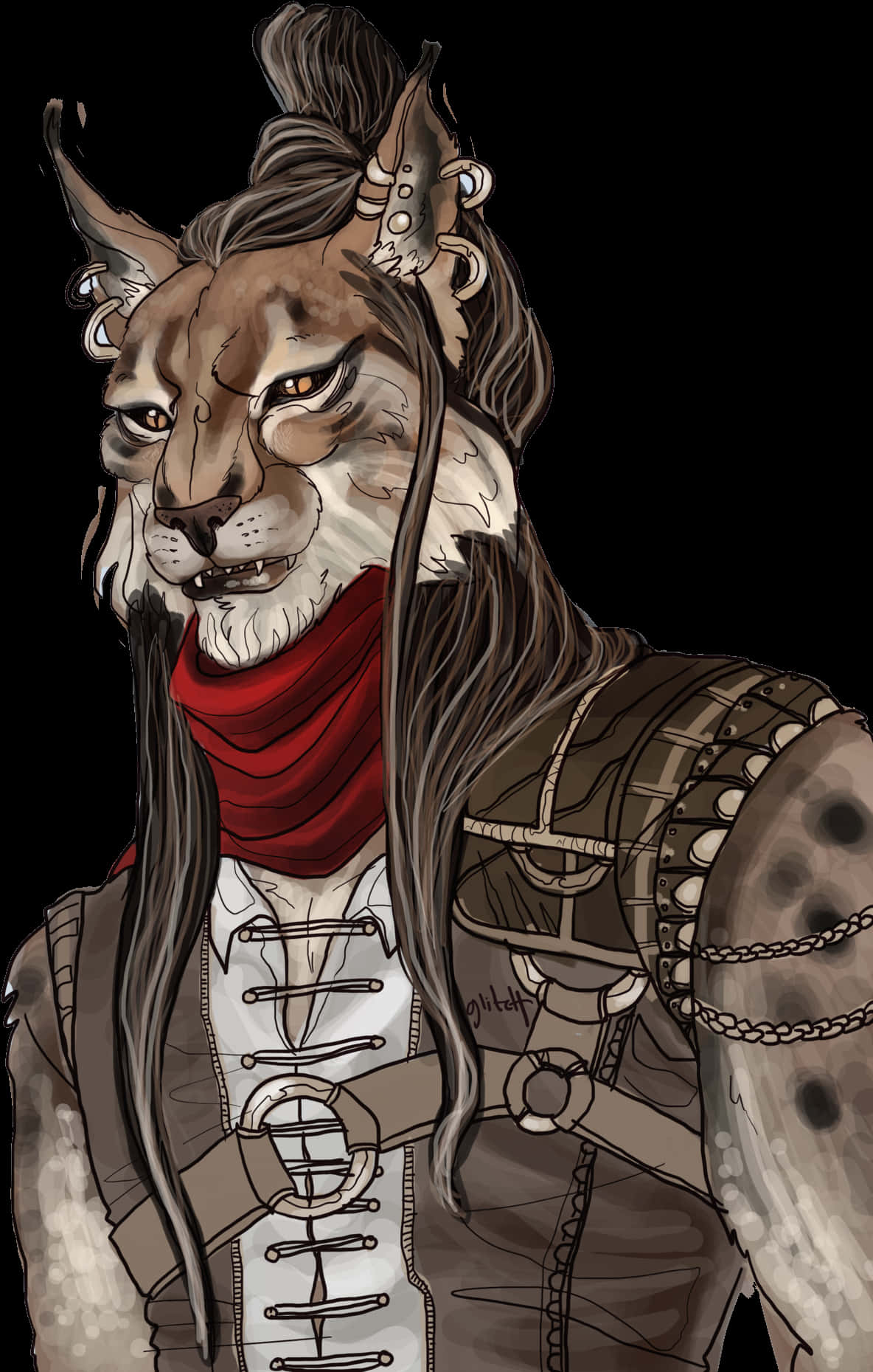 Fantasy Lynx Warrior Artwork PNG Image