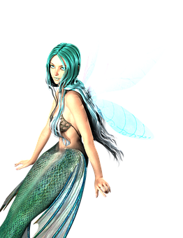 Fantasy_ Mermaid_with_ Wings PNG Image