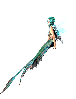 Fantasy Mermaidwith Wings PNG Image