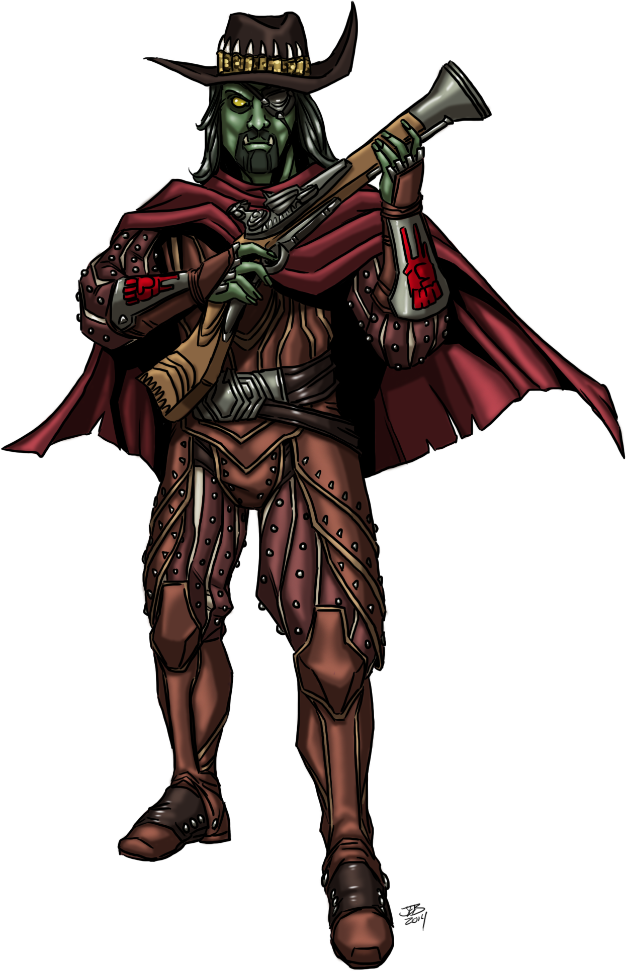 Fantasy_ Orc_ Gunslinger_ Illustration.png PNG Image