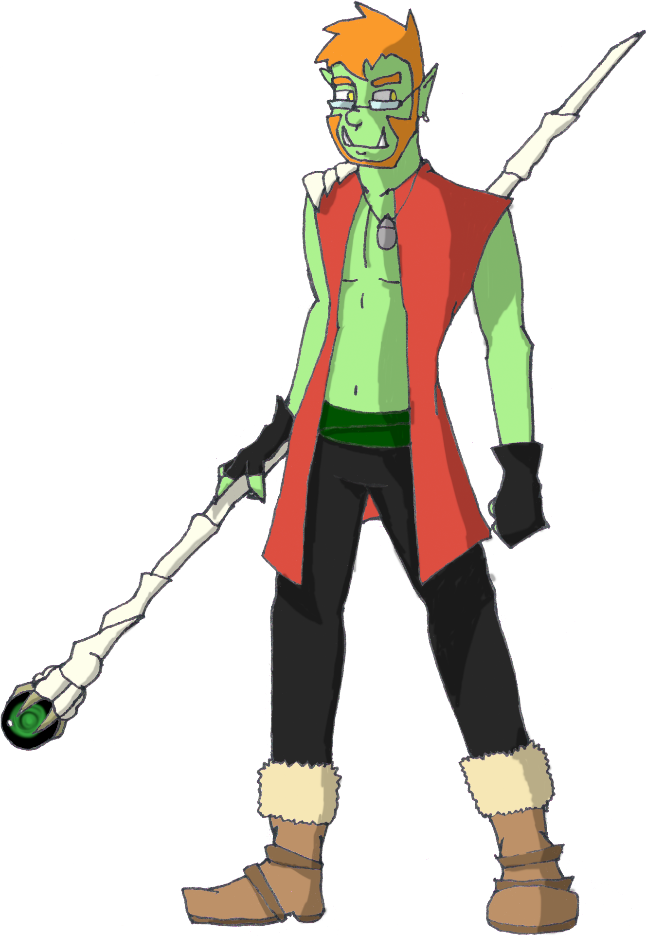 Fantasy Orc Warriorwith Staff PNG Image