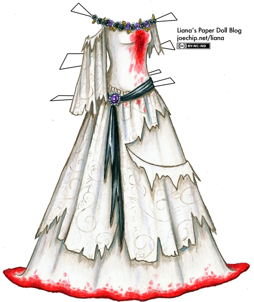 Fantasy Paper Doll Dress Illustration PNG Image