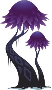 Fantasy Purple Trees Illustration PNG Image