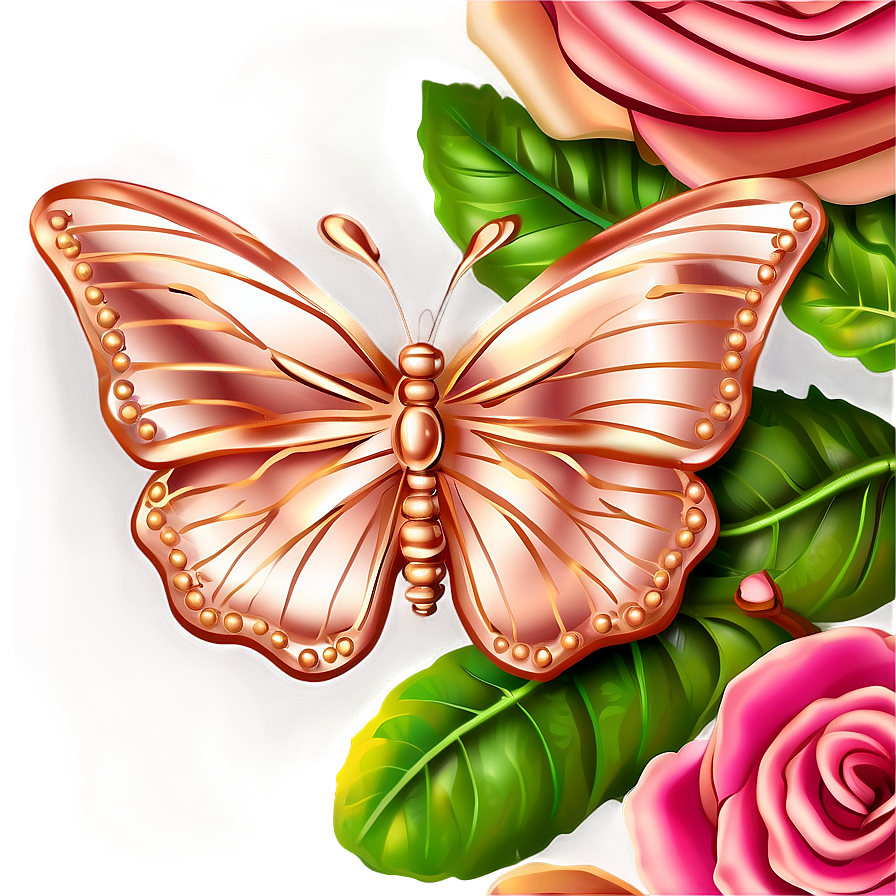 Fantasy Rose Gold Butterfly Png Fqu97 PNG Image