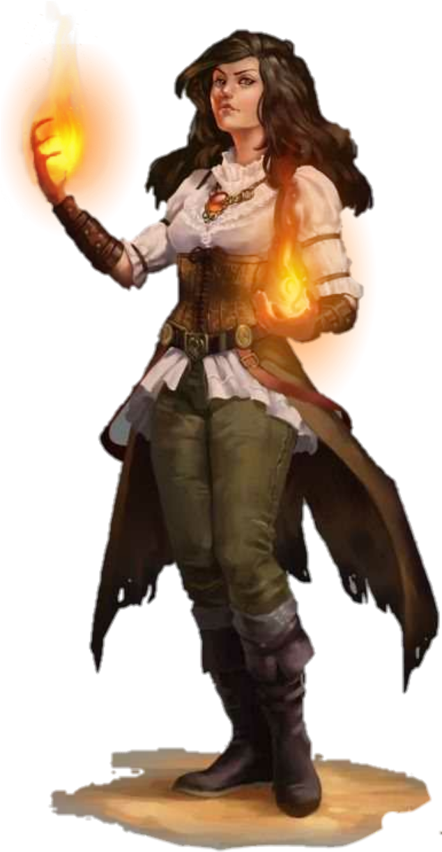 Fantasy Sorceress With Fireball PNG Image