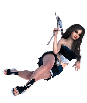 Fantasy Warrior Girlwith Sword PNG Image