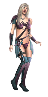 Fantasy_ Warrior_ Woman_ Illustration PNG Image