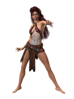 Fantasy Warrior Woman Pointing PNG Image