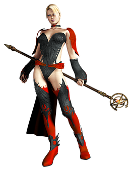 Fantasy Warrior Womanwith Spear PNG Image