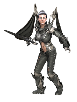 Fantasy Warrior Womanwith Wings PNG Image