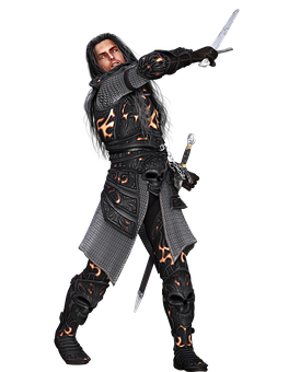 Fantasy Warriorin Black Armor PNG Image