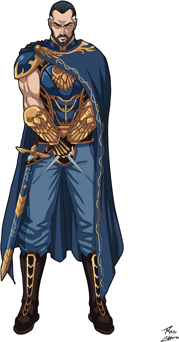 Fantasy Warriorin Blue Armor PNG Image