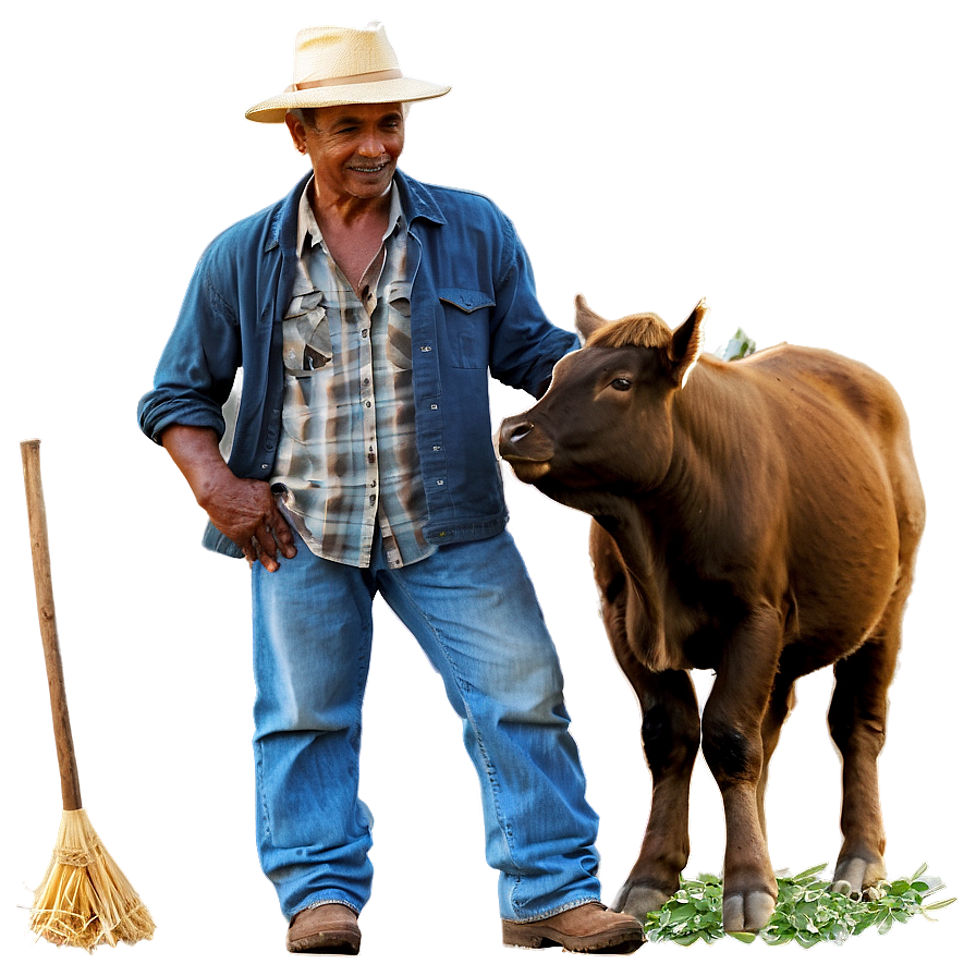 Farmer And Animals Png Eyq PNG Image