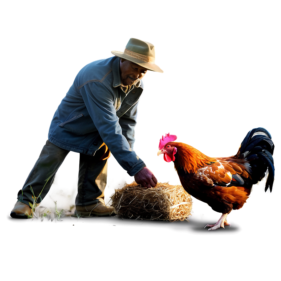 Farmer And Chicken Png Ogw PNG Image