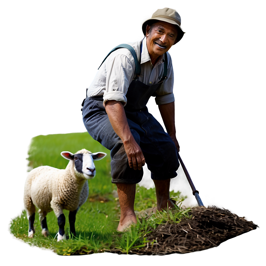 Farmer And Sheep Png 05242024 PNG Image