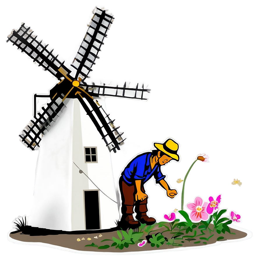 Farmer And Windmill Png 92 PNG Image