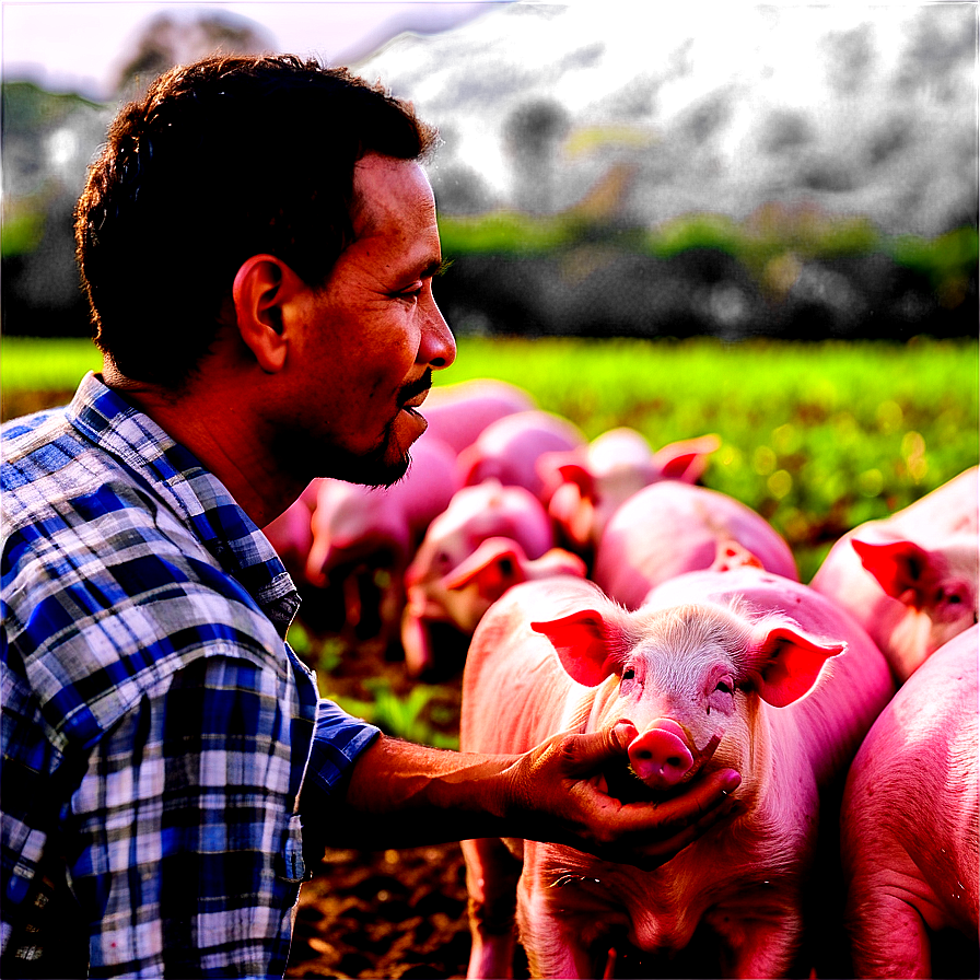 Farmer Feeding Pigs Png 05242024 PNG Image