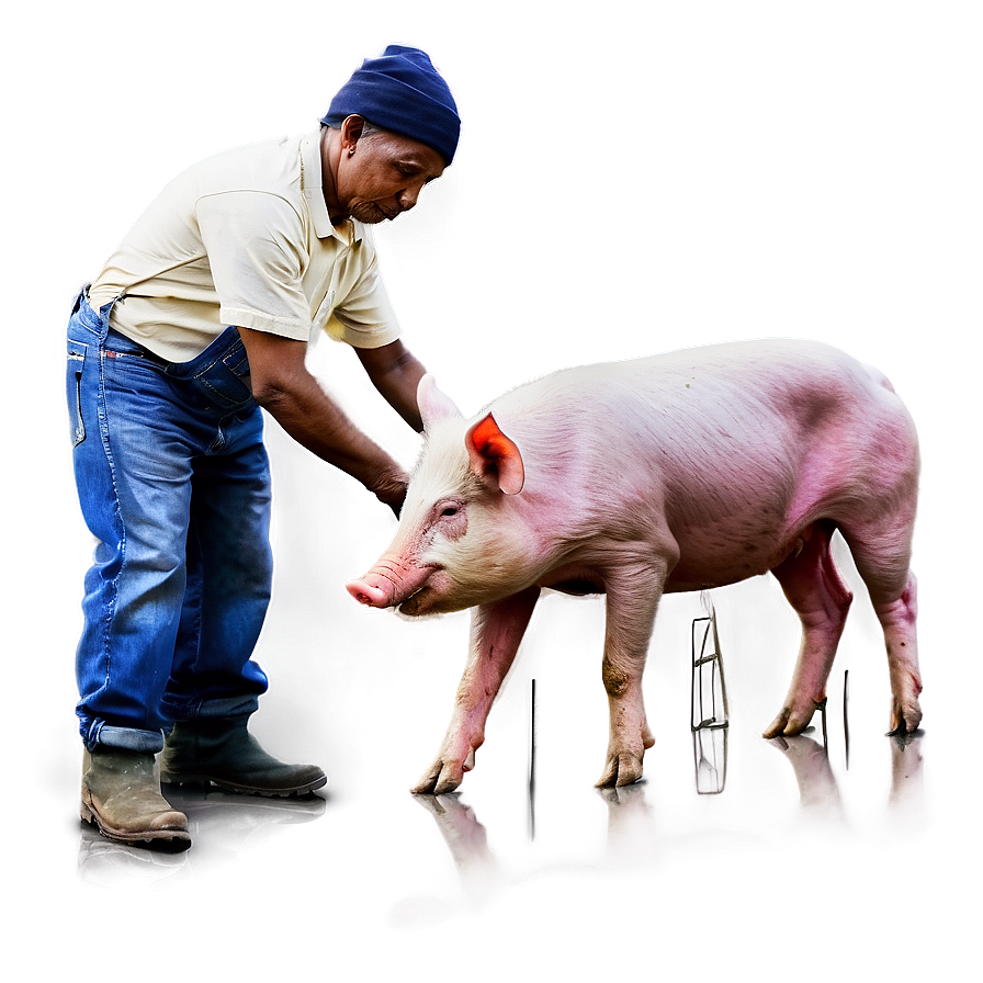 Farmer Feeding Pigs Png Uoc PNG Image