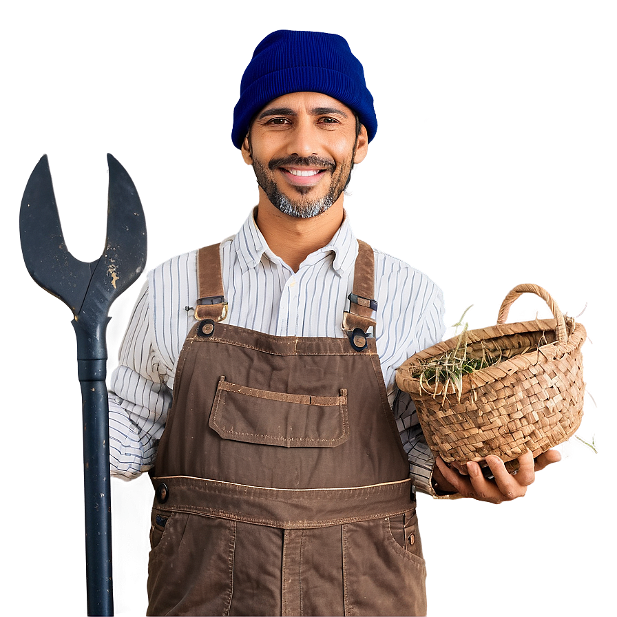 Farmer Holding Tools Png 05242024 PNG Image