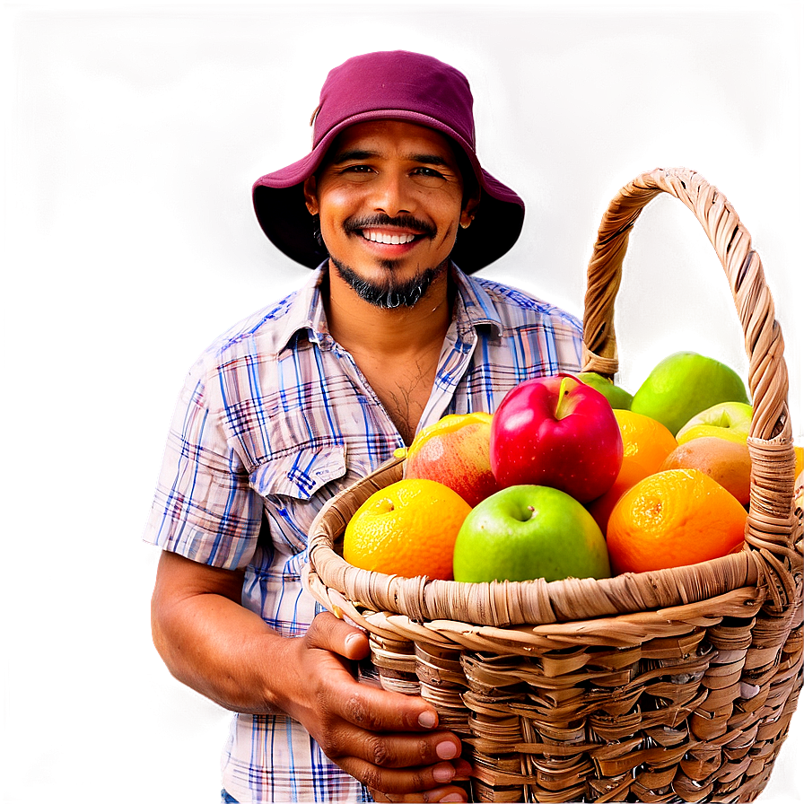 Farmer With Fruit Basket Png 05242024 PNG Image