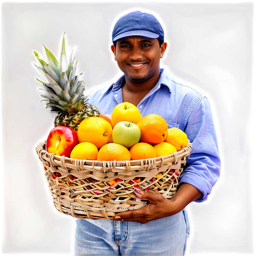 Farmer With Fruit Basket Png Nkt PNG Image