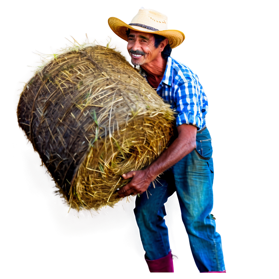 Farmer With Hay Bale Png 05242024 PNG Image